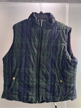 Women’s Chaps Plaid, Reversible to Navy Blue Vest